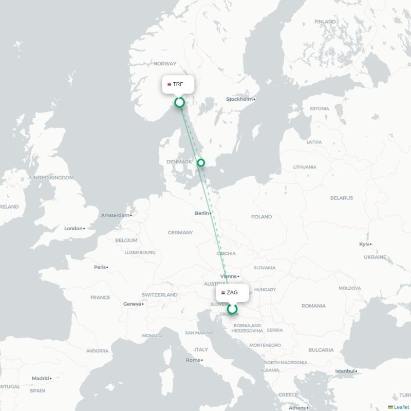 ZAG - TRF route map