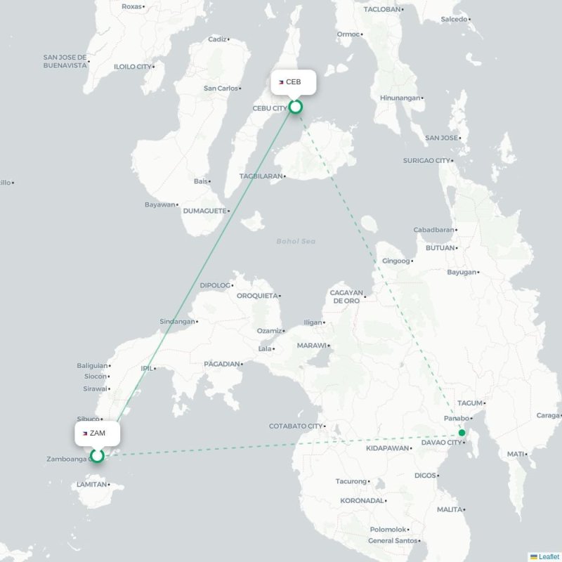 ZAM - CEB route map
