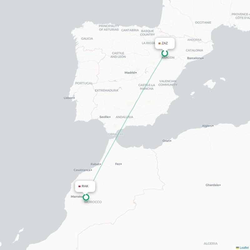 ZAZ - RAK route map