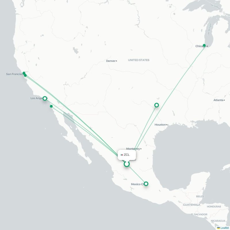 ZCL - SJC route map