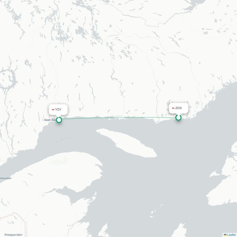 ZGS - YZV route map
