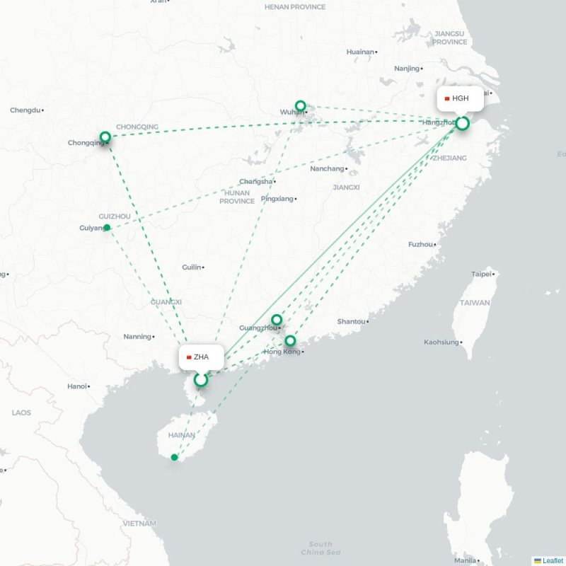 ZHA - HGH route map