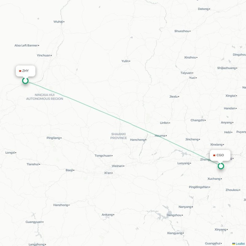 ZHY - CGO route map