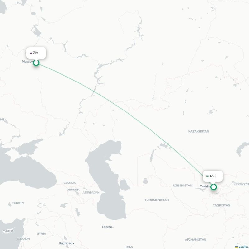 ZIA - TAS route map