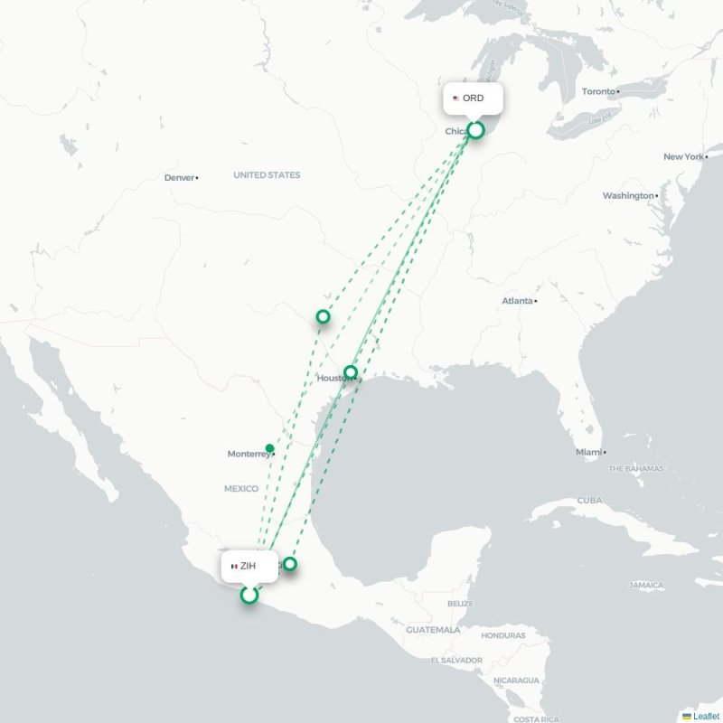 ZIH - ORD route map