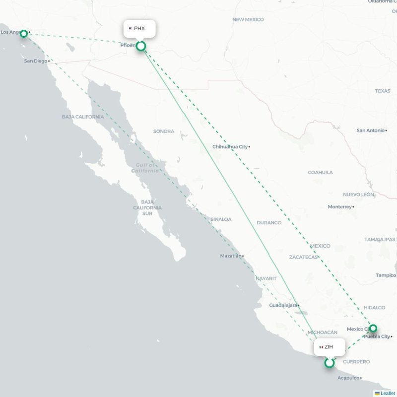 ZIH - PHX route map
