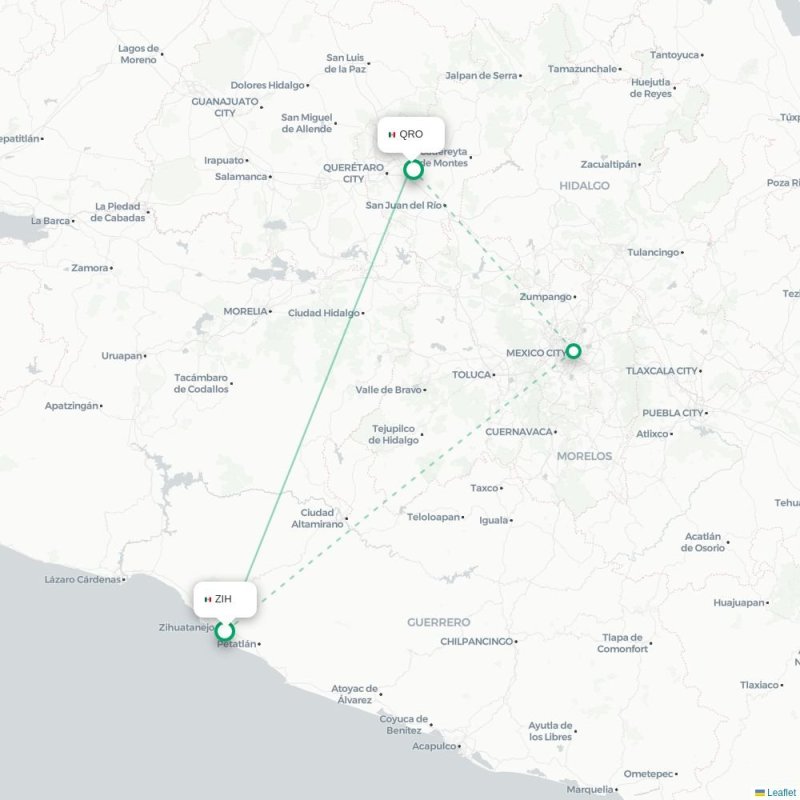 ZIH - QRO route map