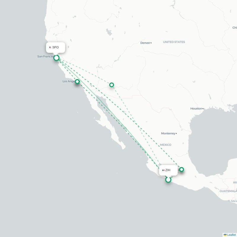 ZIH - SFO route map