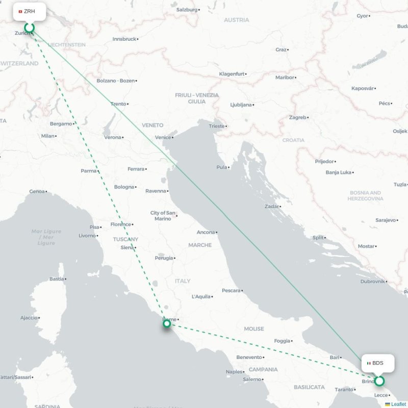 ZRH - BDS route map