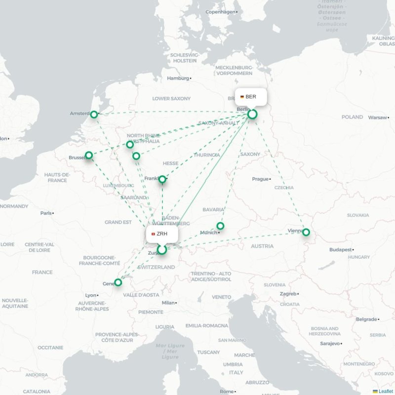 ZRH - BER route map