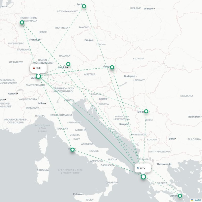 ZRH - CFU route map