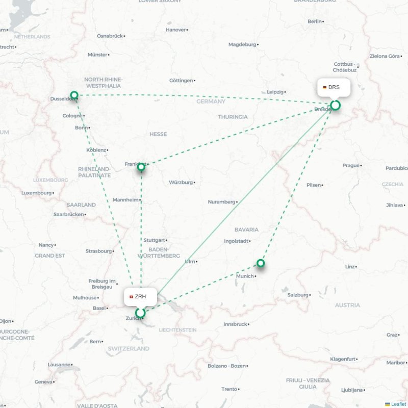 ZRH - DRS route map