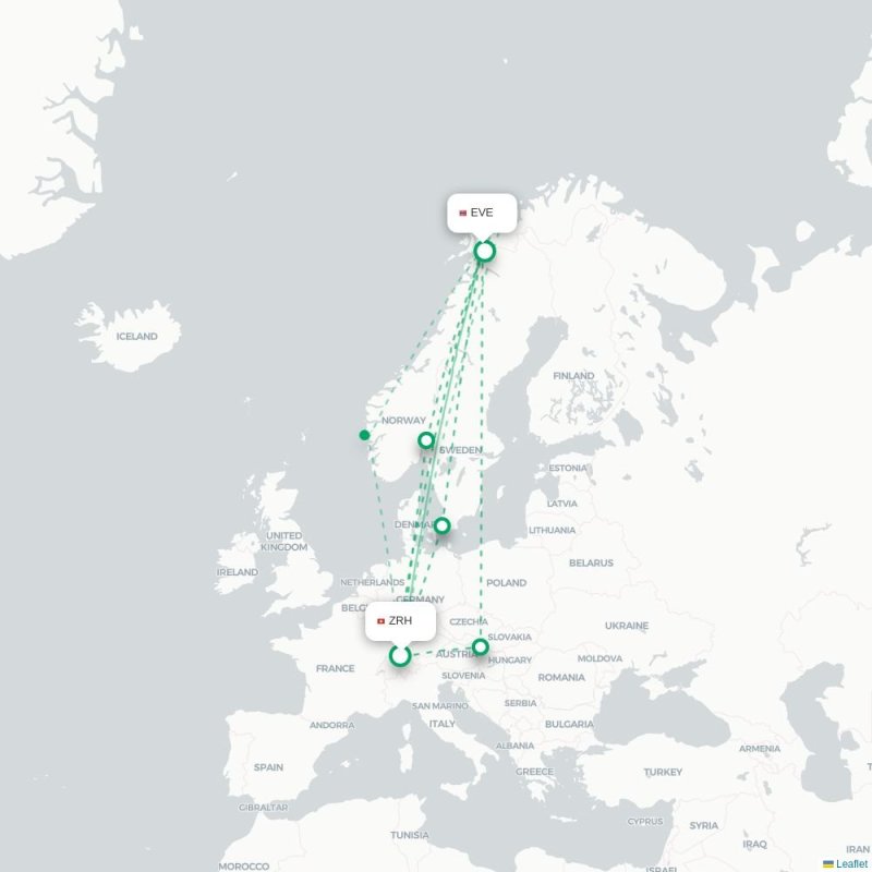 ZRH - EVE route map