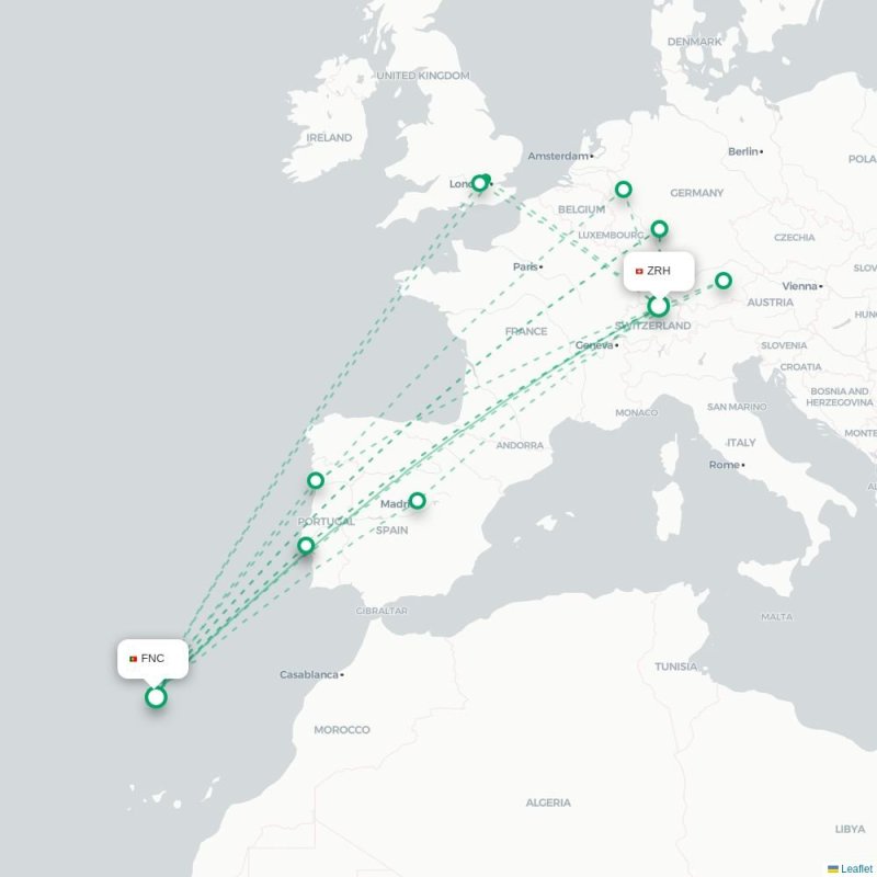 ZRH - FNC route map