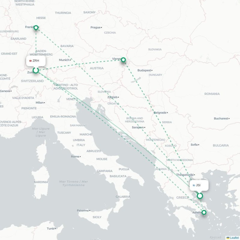ZRH - JSI route map