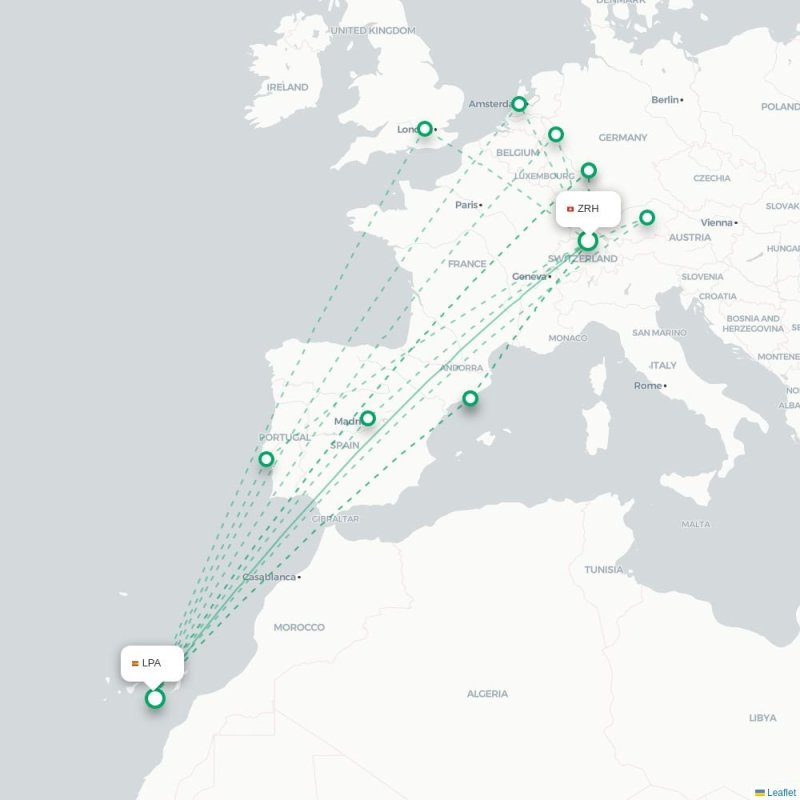 ZRH - LPA route map