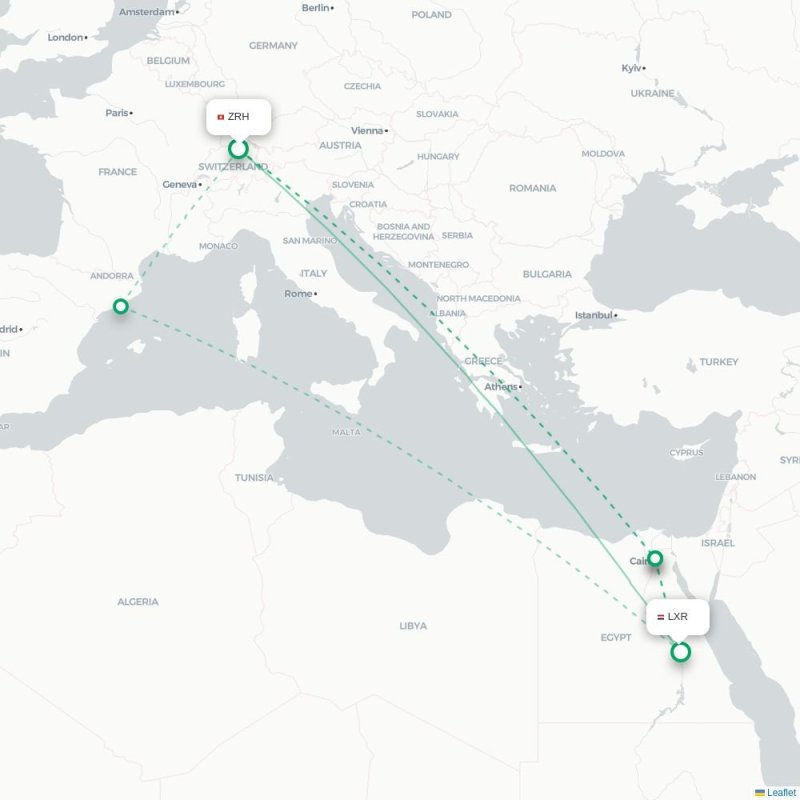 ZRH - LXR route map