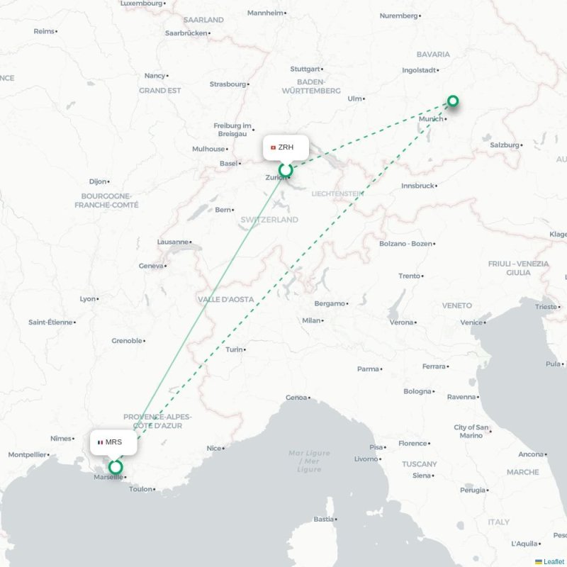ZRH - MRS route map