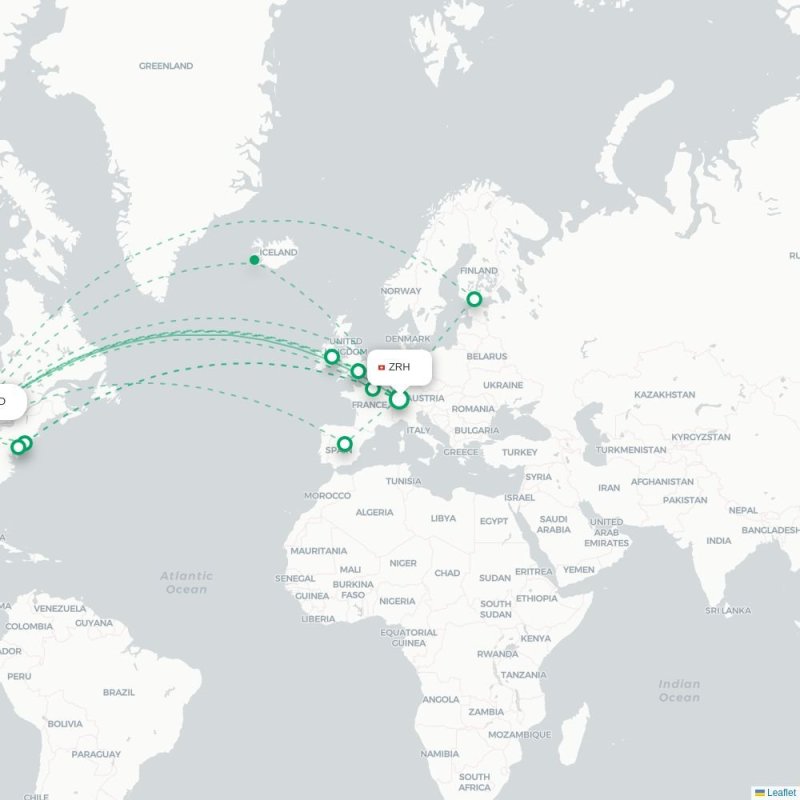 ZRH - ORD route map