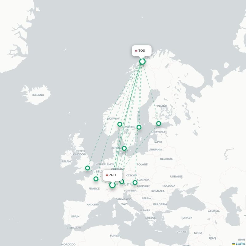 ZRH - TOS route map