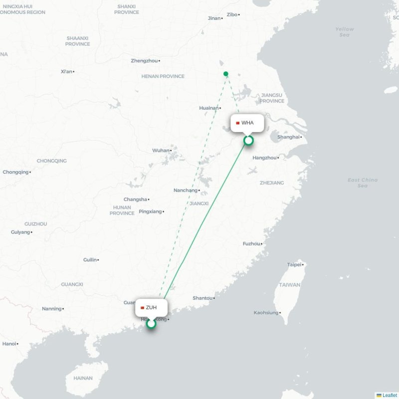ZUH - WHA route map