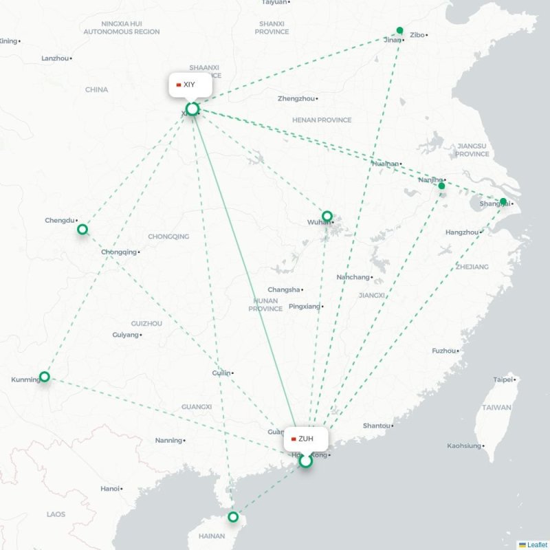 ZUH - XIY route map