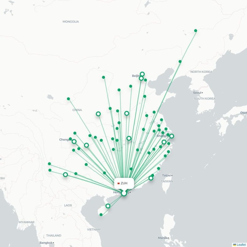 ZUH - YCU route map