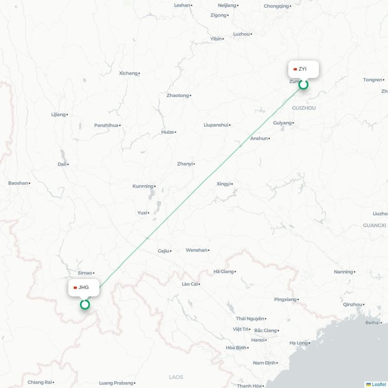 ZYI - JHG route map