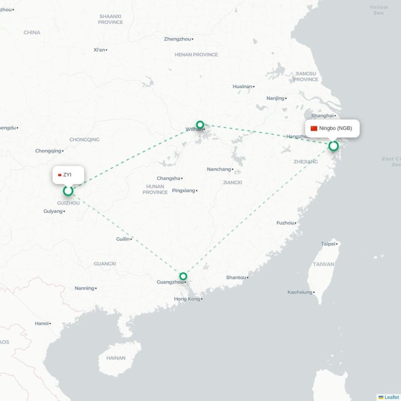 ZYI - NGB route map