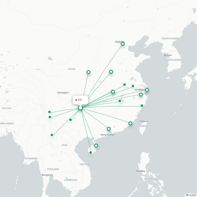 ZYI - PKX route map